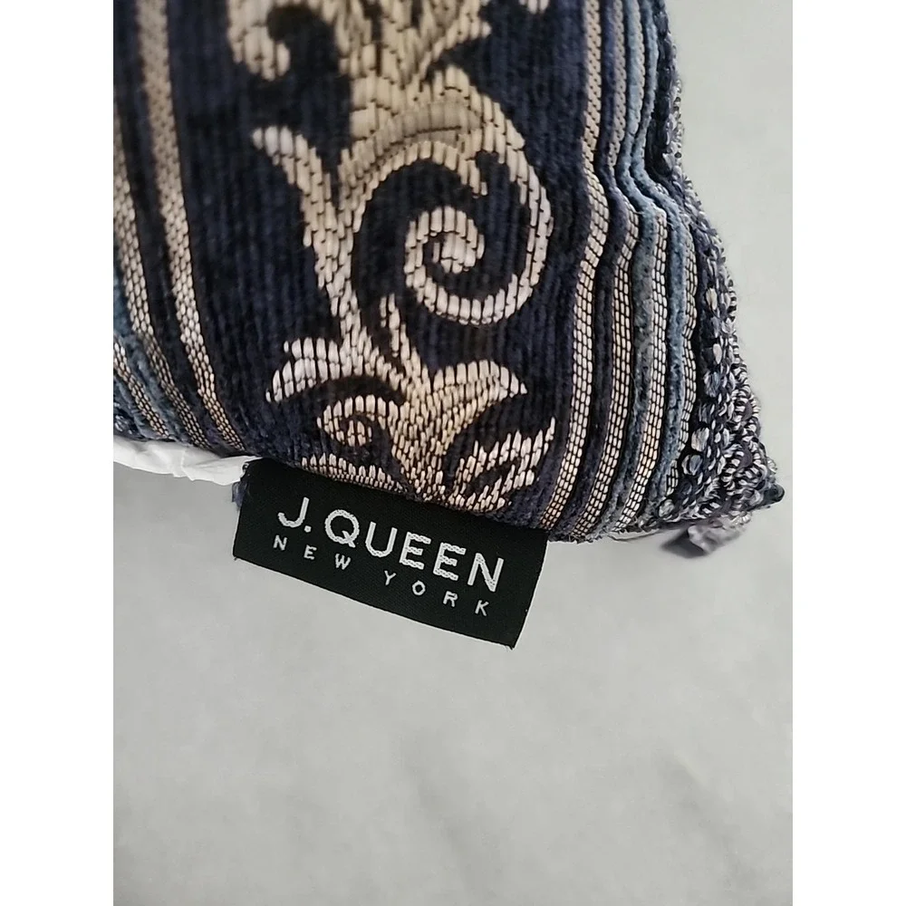 Bridgerton Middlebury Boudoir Pillow Embroidered Indigo Navy Blue Beaded READ